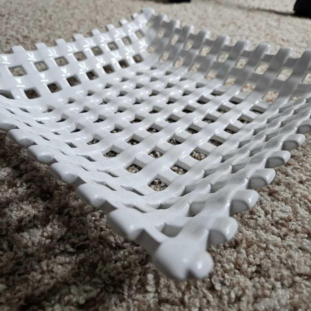 Pier 1 Ceramic Lattice Weave Fruit Bread Basket 11”x11” - Picture 3 of 6